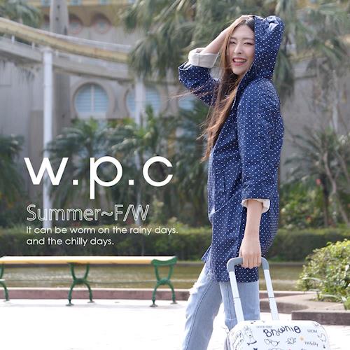 w.p.c.袖子可折2 way時尚雨衣/風衣-深藍點點(R9001)