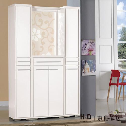 【H & D】明日香4尺白色屏風鞋櫃