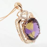 典藏富玉極品頂級天然紫黃晶18K厚金項鍊