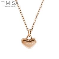 【TiMISA】鈦真心-玫瑰金 純鈦項鍊(E)