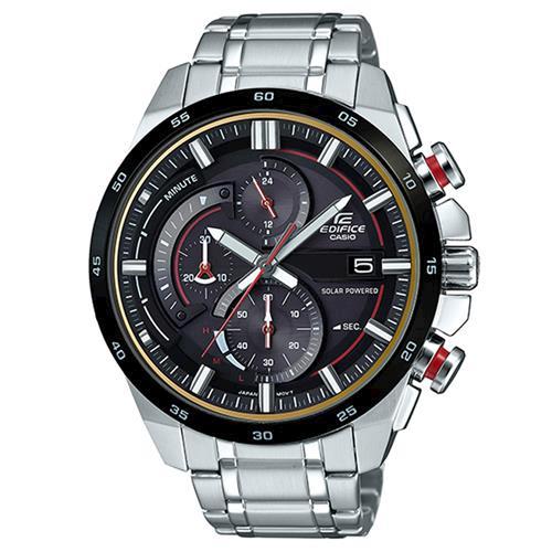 【CASIO】EDIFICE 流線速度立體感太陽能計時賽車錶-紅秒針X黑框 (EQS-600DB-1A4)