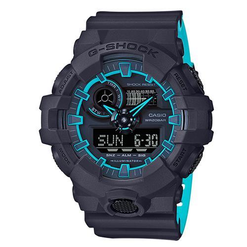 【CASIO】G-SHOCK 街頭創新螢光元素設計休閒錶-藍線圈 (GA-700SE-1A2)