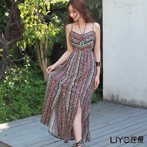 【LIYO理優】印花拼接細肩帶長洋裝E726029