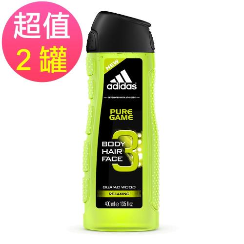 adidas愛迪達 男用三效潔顏洗髮沐浴露(極限挑戰)x2罐(400ml/罐)