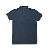 Ralph Lauren 小馬球經典戰馬短袖POLO衫-灰藍/紅