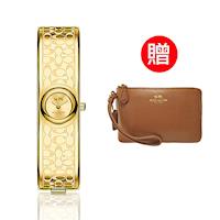 【COACH】 經典logo晚宴腕錶 金 贈COACH時尚經典手拿包