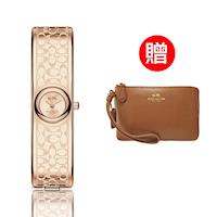 【COACH】經典logo晚宴腕錶 玫瑰金 贈COACH時尚經典手拿包