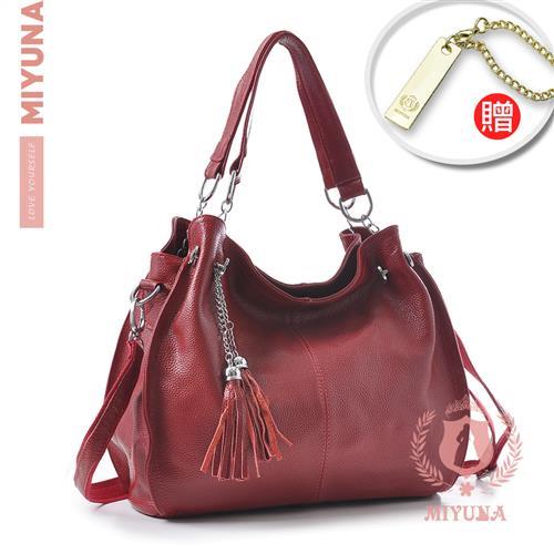 【MIYUNA】首爾時尚流蘇托特真皮包(六色選)