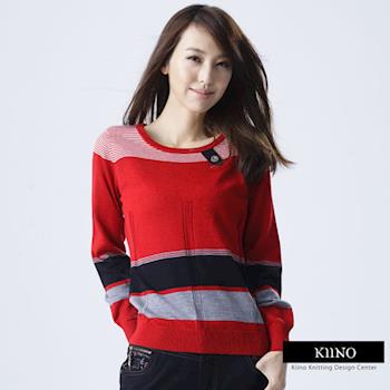 KIINO 圓領造型活潑俏麗撞色針織衫