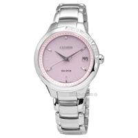 CITIZEN L 星辰表 / EO1150-59W / Hebe廣告配帶款嬌嫩氣息光動能水鑽鋼帶手錶 粉紅色 32mm