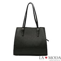 La Moda 百搭不敗單品優雅防刮十字紋大容量肩背托特包(共3色)