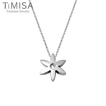 【TiMISA】花漾年華(M)-晶鑽(3色) 純鈦(極細鎖骨)項鍊(B)