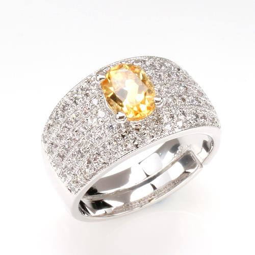 【寶石方塊】財源滾滾天然1克拉黃水晶戒指-活圍設計