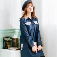 iima 森林系女孩牛仔丹寧洋裝(深藍)