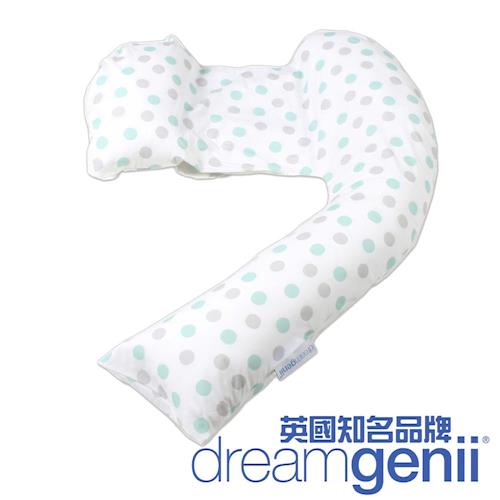 英國Dreamgenii 多功能孕婦枕/哺乳枕/側睡枕-綠灰點點