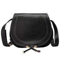 CHLOE Marcie Crossbody Bag小牛皮斜背斜背馬鞍包(中-黑色)