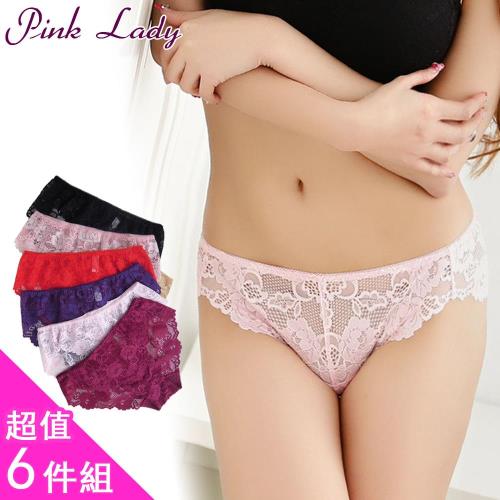 【PINK LADY】 台灣製 牡丹花片蕾絲網紗褲9181（6件組）