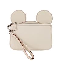 COACHXDISNEY聯名款米奇大耳朵拉鍊手拿包(白)