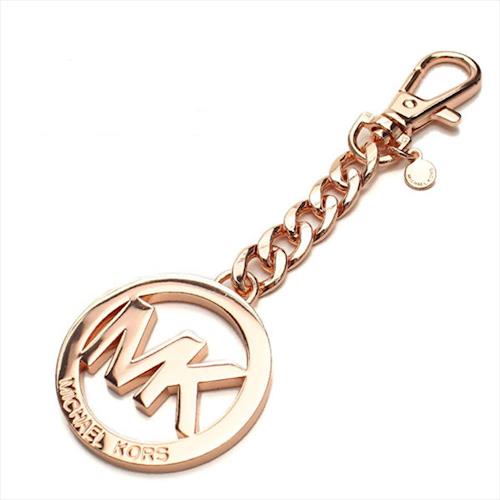 MICHAEL KORS 經典MK LOGO 鑰匙圈/包包吊飾 --玫瑰金色