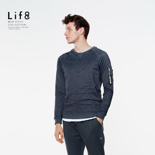 Life8-Casual 彈力刷毛 重磅MA-1圓領上衣-03949