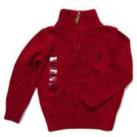 Polo by Ralph Lauren小馬Logoo紅色長袖拉鏈式厚綿T(3/3T小孩)