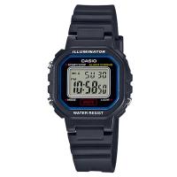 【CASIO】小巧方形復古電子錶-黑X藍框 (LA-20WH-1C)