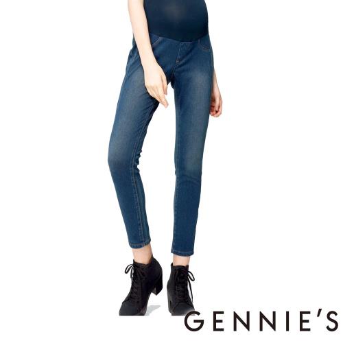 Gennies專櫃-舒適顯瘦孕婦牛仔褲(T4C11)-藍