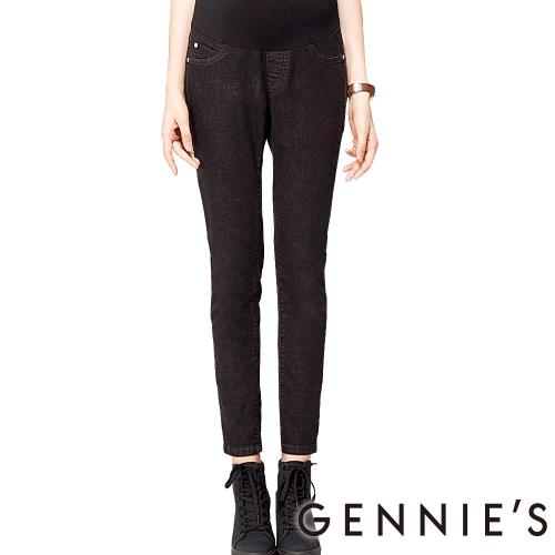 Gennies專櫃-率性時尚顯瘦孕婦牛仔褲(T4C09)-黑