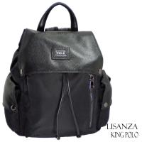 【Lisanza King Polo】韓版首爾時尚黑色風暴中性功能後背包
