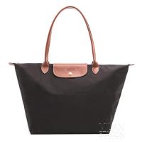 Longchamp 經典長提把防水尼龍 水餃包 肩背包-中 (黑)