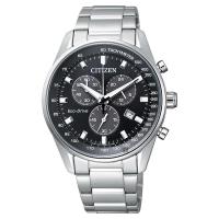 CITIZEN 星辰 Eco-Drive 光動能計時手錶 黑x銀 40mm AT2390-58E