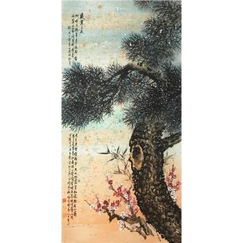 國寶大師于百齡-多媒材松竹梅