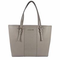 MICHAEL KORS 經典LOGO防刮皮革鉚釘肩背托特包.灰