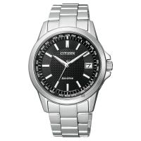CITIZEN 星辰 限量 光動能電波萬年曆手錶 黑x銀 39mm CB1090-59E