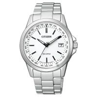 CITIZEN 星辰 限量 光動能電波萬年曆手錶 白x銀 39mm CB1090-59A