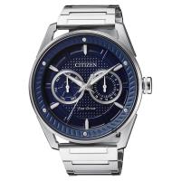CITIZEN 星辰 光動能渦輪日曆手錶 藍x銀 42mm BU4021-84L