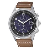 CITIZEN 星辰 Chronograph 光動能計時手錶 藍x棕 42mm CA0621-05L