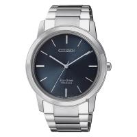 CITIZEN 星辰 鈦金屬光動能極簡手錶 藍x銀 41mm AW2020-82L