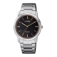 【CITIZEN 星辰】PAIR對錶系列Eco-Drive 簡約紳士品味光動能鈦金屬腕錶-黑X玫瑰金/34mm(FE7024-84E)
