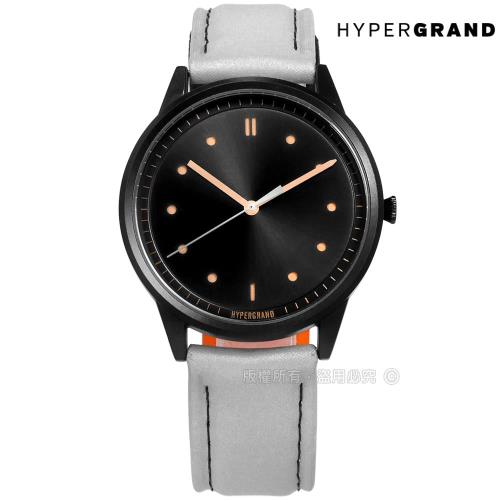 HyperGrand / BW02BLKHAL / HIDE x SEEK 飛行員2.0版魔鬼氈徽章反光面料真皮手錶 黑x銀灰 40mm