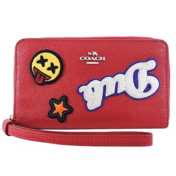 COACH 童趣拼貼手機/手拿包(紅)