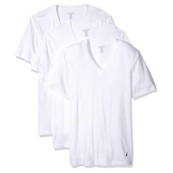 NAUTICA 男時尚白色V領短袖內衣3件組(預購)