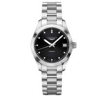 LONGINES浪琴 Conquest 征服者真鑽機械女錶 黑 34mm L23854586