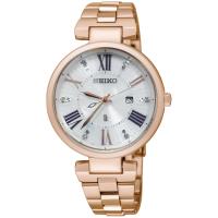 SEIKO精工 LUKIA 耶誕限定太陽能女錶 銀x玫塊金 32mm V137-0CW0K SUT334J1