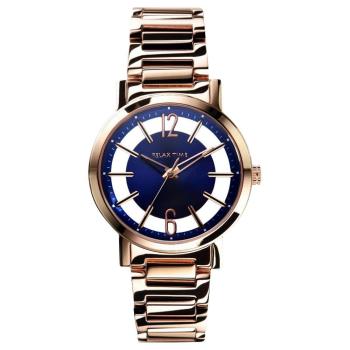 RELAX TIME RT56 輕熟風格系列鏤空腕錶 藍x玫瑰金 36mm RT-56-12
