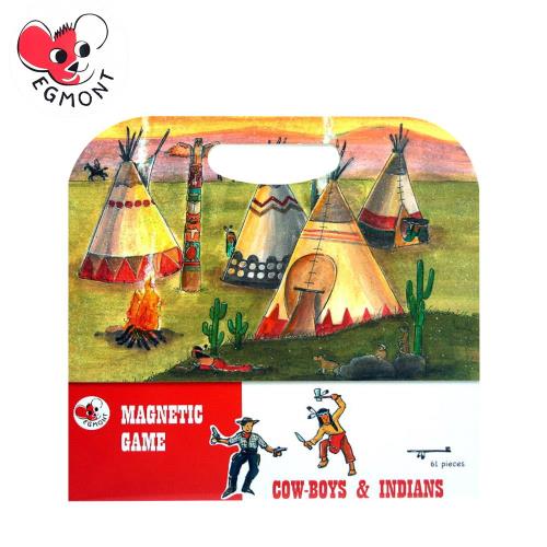 【BabyTiger虎兒寶】比利時 Egmont Toys 艾格蒙繪本風遊戲磁貼書 - 牛仔與印第安