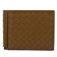 BOTTEGA VENETA 390877 經典編織羊皮鈔票夾式短夾.咖