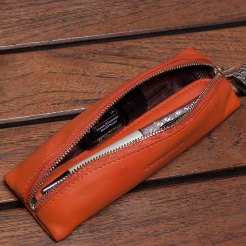 【H-CT】輕巧亮橘復古真皮筆袋(WTPC-Y)