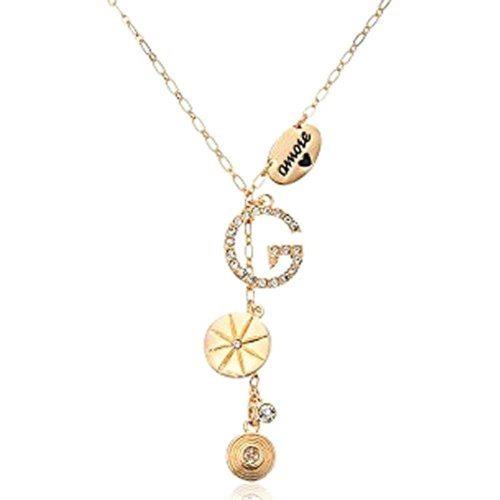 【Guess 】2018女時尚G線性多墬飾金色項鍊-(預購)