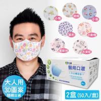伯康醫用口罩 大人3D圖案(隨機出貨) 2盒(50片/盒)